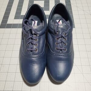 Vintage I Love Comfort Leather Oxford Work Shoes Womens Size 8 Blue Lace 33057